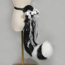 Plush Fox Ears Headband & Tail & Paw Gloves Set, Multi-Color Cosplay Costume Accessories For Halloween & Parties - 黑色狐狸頭帶 - 查看 10