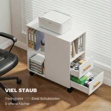 Soporte/mesa para impresora con estante ajustable, ruedas para fax y escáner, 60 x 30 x 65 cm, blanco - 1PC - Ver 5