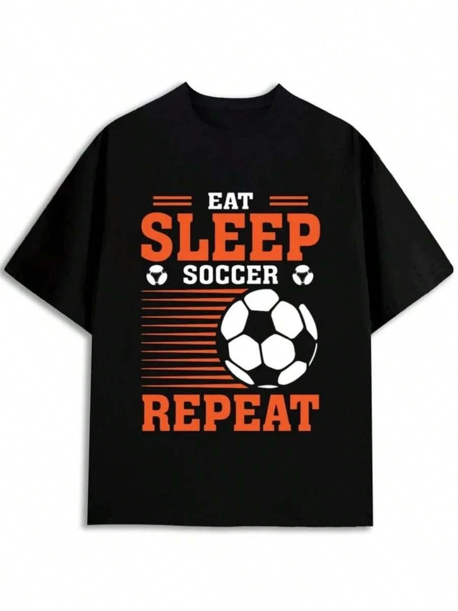 Camiseta Greenink para fanáticos del fútbol para hombre,  World Cup, ropa de ocio para primavera y verano, imprescindible para los fanáticos del fútbol, camiseta unisex de cuello redondo. - Negro - Ver 1