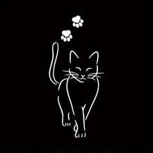 1 Elegante Sticker de Transferencia de Calor de Gato, Suministros y Aplicaciones para Planchado de Ropa, Fabricación de Camisetas, Decoración de Almohadas - Negro - Ver 1