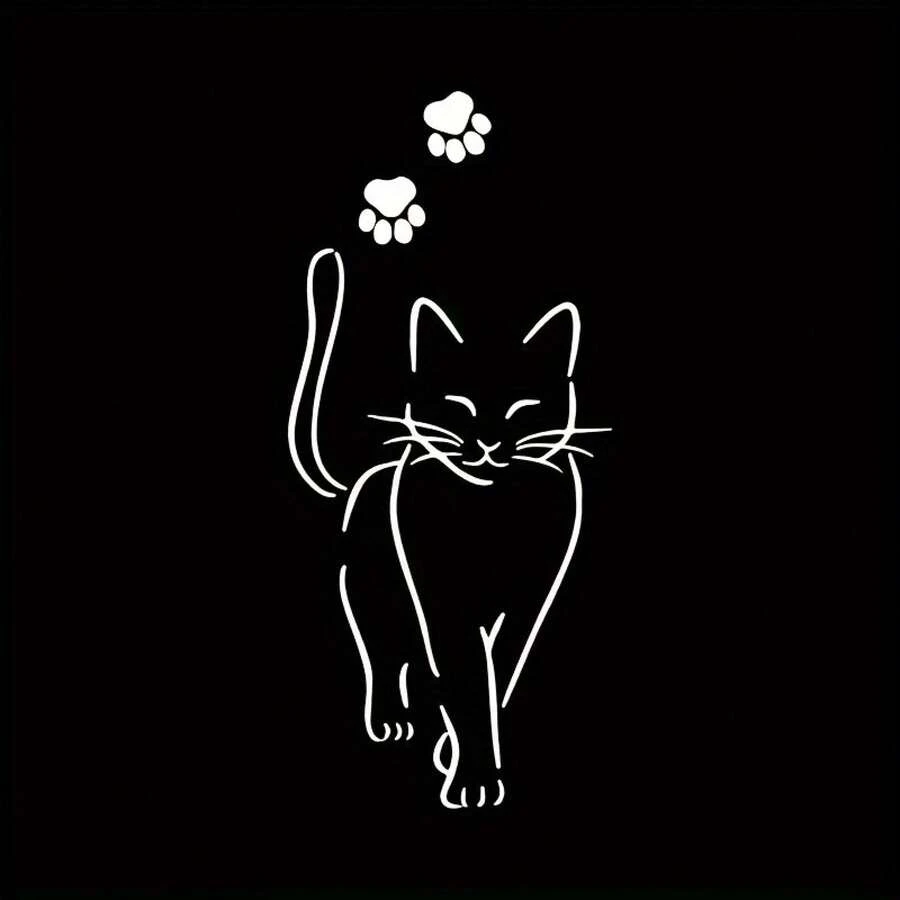 1 Elegante Sticker de Transferencia de Calor de Gato, Suministros y Aplicaciones para Planchado de Ropa, Fabricación de Camisetas, Decoración de Almohadas - Negro - Ver 1