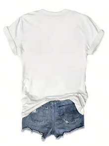 Women's Casual Short-Sleeved Crew Neck T-Shirt Featuring A Cute, Big-Eyed Frog Print. Its Youthful And Energetic Style, With A Relaxed Fit, Is Flattering And Youthful. This Versatile And Fashionable Garment Is Suitable For Everyday Wear And For Work, Offering A Fresh, Natural Woodland Vibe. Made From Soft, Comfortable, And Breathable Fabric, It's Machine Washable And Suitable For All Seasons. A Summer T-Shirt That's Both Casual And Stylish For Women. - 白色 - 查看 3