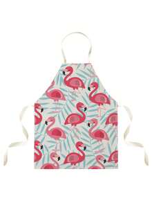1pc Flamingo Print Single-Sided Apron, Unisex Home Kitchen Neck-Tie Apron, Home Decor Cooking Protective Apron - Multicolor - View 7