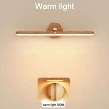 1 pieza Luz de pared LED de 360° giratoria y regulable, luz nocturna recargable por USB-C con control táctil, tira de luz con montaje magnético en la pared, adecuada para espejo de vanidad, baño, dormitorio, mesita de noche, uso doméstico - Luz giratoria con vetas de madera - Ver 15
