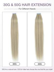 20pcs 14-22 Inch Seamless Double-Sided Tape-In Human Hair Extensions, Invisible Tape-In Hair Extensions, Straight Hair, Suitable For Party & Daily Wear - S17A/60A - View 4