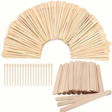 150pcs Wood Wax Stick, Wax Spatula, Wax Applicator Tools For Eyebrow Shaping - Brown - View 2