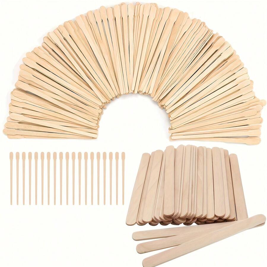 150pcs Wood Wax Stick, Wax Spatula, Wax Applicator Tools For Eyebrow Shaping