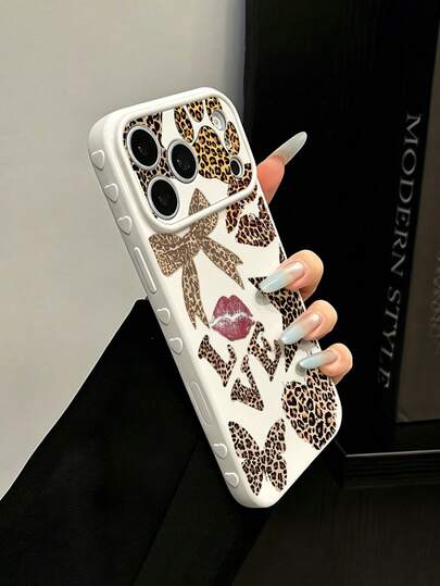 1pc New Leopard Print, Heart, Lip, Bow, Star Pattern Raised Heart Phone Case Compatible With Apple 17/17Pro/17ProMax/16/16Pro/16ProMax/16Plus/15/15Plus/15Pro/15ProMax/14/14Plus/14Pro/14ProMax/13/13Pro/13ProMax/12/12Pro/12ProMax/11/11ProMax/XR/XSMAX/7G/8plus And Galaxy A03S/A05/A10S/A12/A13/A14/A15/A35/A36/A20/A50/A55/A56/M05, Shockproof Protective Cover
