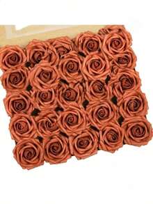 30pcs Artificial Foam Rose Flowers With Stems, Lifelike Texture, Romantic Style, Suitable For Wedding Decoration, Home Decor, Living Room, Dining Room, Kitchen, Bedroom, Garden, Art Wall, Birthday, Cake, Party, Photography Background, Vase Arrangement, Tabletop Centerpiece, White Wedding Gift, DIY Bridal Bouquet, Bridesmaid Corsage - Orange - View 8
