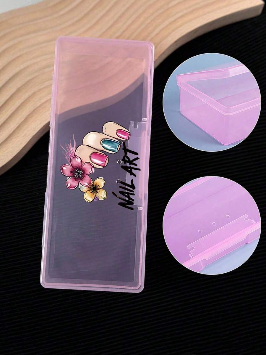 Nail Art Tool Storage Box, Nail File Holder, Nail Art Pen Storage Box, Gel Nail Brush Sponge Storage Box, Portable Rectangular Transparent Plastic Nail Art Supplies Storage Box, Nail Polish Bottle Display Box, Compact Travel Skincare Container, Nail Tools Not Included - Multicolor - View 1