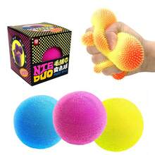 1pc Pressure Color-Changing Plush Ball, Spiky Pointed Sensory Toy, Squeeze & Stretch Anxiety Relief Toy, Suitable For Teens, Couples, Adults, DIY Cute Desk Decor - Multicolor - View 2