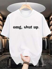 Camiseta con estampado "Add OMG, " - Ropa casual, cómoda y transpirable[COD] - Blanco - Ver 1