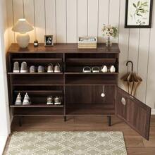 Narrow Shoe Cabinet With 3 Doors, With Shelf For Pet Toys, Shoe Rack, Shoe Storage, For Use In The Hallway. - Alami - View 4