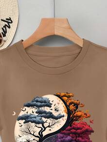 Desarrollo Dirigido: Camiseta de Manga Corta 100% para Mujer con Estampado Gráfico.12485 - Color café - Ver 2
