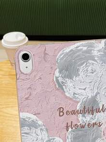 1pc 3D Impasto Oil Painting Floral Visual Effect Transparent Flat Protective Case, Covers, Vintage Soft Pink High-End Atmosphere Full-Body Anti-Fall Protective Case, Ins Art Style Slim Fit, Compatible With IPad Case, Compatible With IPad A16 Case, Fast Delivery, Suitable For Mother's Day, Valentine's Day, Girlfriend's Day, Birthday, Spring Season, Back To School Gifts, Daily Use - Clear - View 3