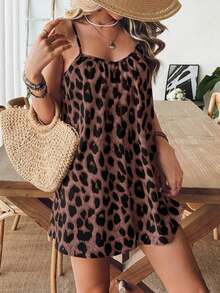 VCAY Mono Holgado con Estampado de Leopardo y Espalda Descubierta, Estilo Vacacional - Multicolor - Ver 8