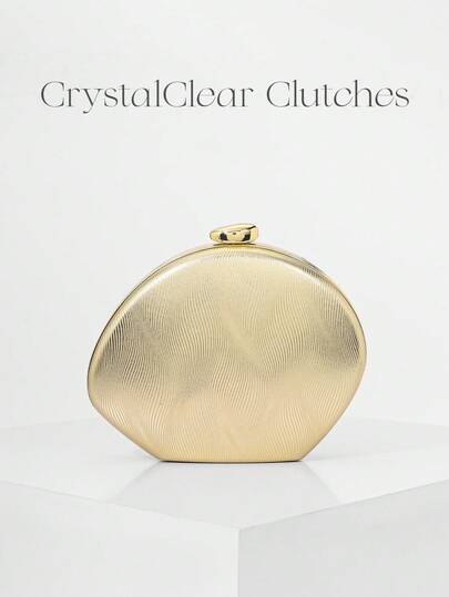 Bolso de noche de mujer de estilo europeo y americano, de acrílico con brillo de lujo, elegante y minimalista para vestidos formales, bolso de mano de color dorado adecuado para galas, fiestas, cumpleaños, a juego con vestidos, regalo de cumpleaños, bolso de novia, con textura aleatoria, incluye cadena