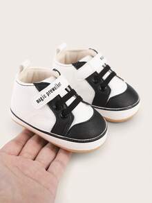 1 Pair Newborn Infant Boy Color Block Casual Flat Sneakers, Versatile For Spring & Autumn - White - View 7