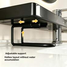 1pc Bathroom Vanity Organizer Rack, Modern Luxury Minimalist Vanity Storage Shelf For Toiletries & Cosmetics, Wider U-Shaped Fits All Faucets, Thick Material, Strong Load Bearing, Durable, Hollow Design Prevents Water Accumulation, Suitable For Kitchen Sink And Bathroom Sink - Black - View 3