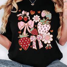 Women's T-Shirt With Funny Phrase In Spanish And Cartoon Character Print - 黑色 - 查看 1
