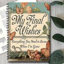 1本波希米亞風螺旋筆記本「My Last Wish」主題設計，蝴蝶與花卉插圖裝飾，可撕頁，適合日常規劃、會議記錄與行程管理 - B - 查看 1