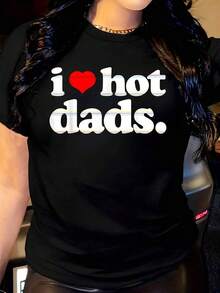 Women's Funny I Love Hot Dads Top For Hot Dad Joke I Heart Hot Dads T-Shirteras De Mujer - 黑色 - 查看 1