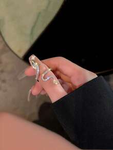 Luxury Snake Wrap Ring, Silver Tone, Unique Jewelry For Women - Silver - View 3