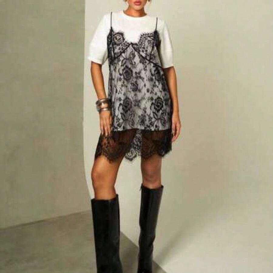 Women Long Dresses - Black and White - View 1