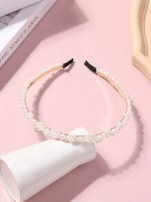 1 chiếc băng đô cài tóc ngọc trai tối giản cho bé gái, kẹp tóc ngọc trai sang trọng kiểu retro, phụ kiện kiểu tóc vương miện cao thanh lịch, nhẹ nhàng. - Nhiều màu - Xem 5
