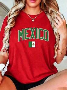 Nueva y moderna camiseta de algodón puro de alta calidad con cuello redondo, suave y cómoda, estilo casual, camiseta retro de estilo mexicano, camiseta clásica holgada de estilo urbano para hombres y mujeres, camiseta vintage, regalo para el Día de la Madre, regalo para la temporada de graduación - Camiseta unisex vintage de estilo urbano, holgada, de algodón puro, de manga corta y cuello redondo. - Rojo - Ver 7