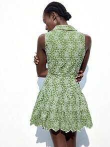 Maija Vestido camisero de mujer con bordado de flores en verde y blanco, versátil para todas las estaciones, corte relajado, elegante y cómodo, ideal para vacaciones de verano, playa, vacaciones, estilo bohemio chic. Vestidos cortos de verano para mujer, ropa de verano, vestidos de verano para mujer, ropa de verano para mujer, ropa de playa, ropa de playa bohemia, estilo de isla de vacaciones - Azul - Ver 8