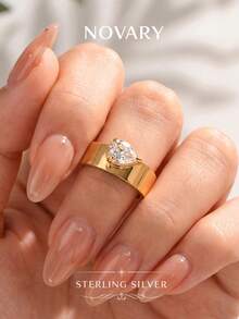 1 chiếc nhẫn hình giọt nước siêu tối giản, phụ kiện đeo ngón tay thanh lịch. - Nhẫn hình giọt nước tối giản - Xem 2