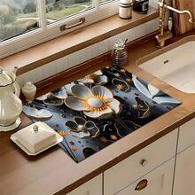 1 tấm lót thấm hút bát đĩa họa tiết hoa, trang trí nhà cửa, thích hợp cho máy pha cà phê espresso, bồn rửa, vòi nước, phòng tắm, phụ kiện nhà bếp. - Nhiều màu - Xem 5