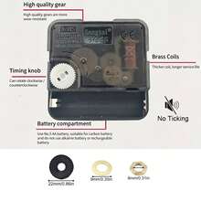 3 Sets Of Quartz Clock Movements, Shaft Length: 16mm, 18mm, 23mm, Includes 3 Pairs Of Clock Hands, For Repair, Replacement And DIY Wall Clock/Desk Clock, Suitable For Home And Office Decor, Thoughtful Gift For Clock Enthusiasts - G033A3J#5 - View 6