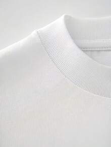 Top de mujer para primavera verano 100% casual de manga corta y cuello redondo, camiseta con estampado de diseño y patrón geométrico - Blanco - Ver 3