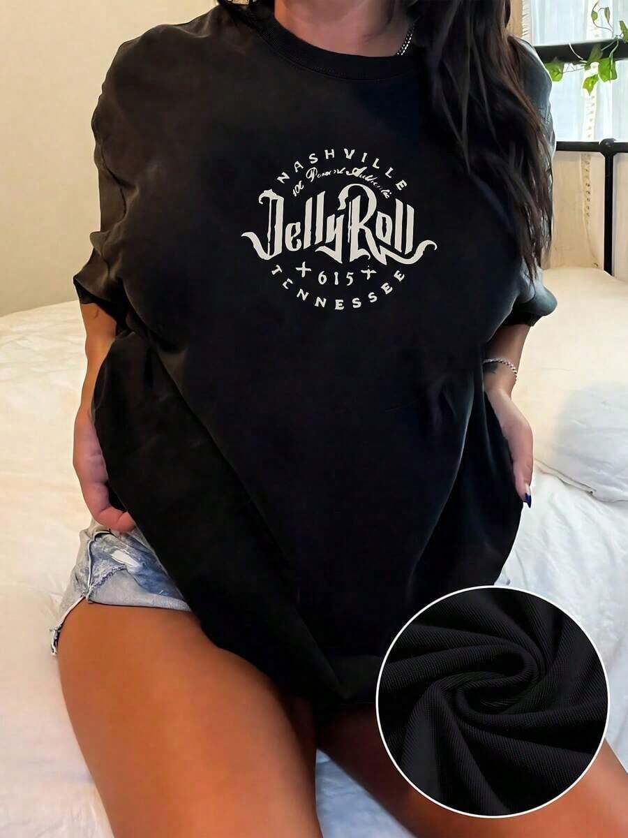 100% Cotton. The Graphic Represents The Musical Energy Of Nashville And The Free Spirit Of Tennessee With Artistic Lettering That Evokes A Passion For Southern Music. Women's 100% Cotton T-Shirts, Comfortable For Everyday Wear And Casual Style. Women's Simple Solid Color T-Shirt, Loose And Slim Fit Casual Short Sleeve - 黑色 - 查看 1
