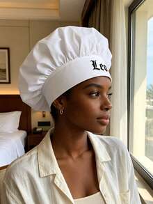 1 pieza Gorro de satén con impresión de los 12 signos del zodíaco, unisex y personalizado. Gorro de dormir elástico y suave, protección contra el frizz, cubierta portátil para el cuidado del cabello para el hogar, los viajes y el uso diario en todas las estaciones. - Blanco - Ver 4