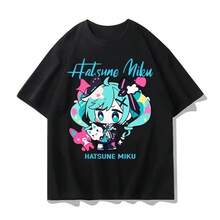 Japanese Anime  Men Women's T-Shirt Harajuku Street Casual Fashion Cotton Short-Sleeve Soft And Breathable - 黑色 - 查看 12