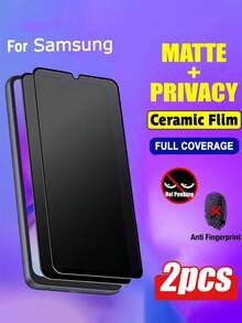 2片裝 磨砂陶瓷防窺螢幕保護貼，適用於 Galaxy A07/A17/A27/A37/A57/A56/A36/A26/A16/A06/A55/A35/A25/A15/A05/A05S/A54/A34/A24/A14/A04/A53/A33，全螢幕覆蓋，柔軟陶瓷膜，防指紋、防汗，手機配件，可搭配手機殼使用 - 黑色 - 查看 39