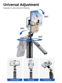 AXNEN Gậy selfie siêu dài 180cm/70.9in, chân đế nhôm điều khiển từ xa Bluetooth, giá đỡ điện thoại đa chức năng có thể mở rộng, chân máy cho điện thoại thông minh, máy ảnh, tương thích với tất cả hệ điều hành iOS và Android. - Một cỡ - Xem 5