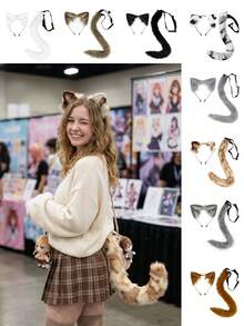 2pcs/Set Plush Cat Costume, Multi-Color Options, Cat Headband Prop, Suitable For Party, Stage, Halloween - Set - View 10