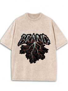 Nuevo modelo 2026,% algodón lavado, estilo casual urbano, adecuado para fiestas o festivales, tela suave y transpirable, diseño de estampado moderno, unisex, ligero y cómodo de llevar, diseño de moda vintage. - Negro - Ver 7