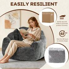 Round Ergonomic Pouf That Conforms To The Contours Of The Body For Optimal Relaxation And Comfort At Home. - 灰色 - 查看 5
