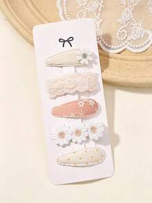 10pcs/2sets Cute Flower & Bow Hair Clips, Side Clip Hair Accessories Suitable For Little Girls - Multicolor - View 5