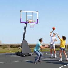 Portable Basketball Stand, 10 Ft Height Adjustment Basketball Hoop & Goal, Basketballs Hoop Outdoor With 48 Inch PC Backboard For Kids, Adults In Schools, Parks,  Indoor & Outdoor Use - 10 ft - 查看 9