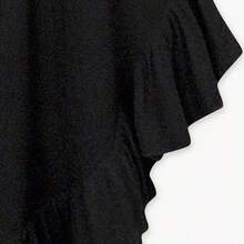 Blusa de hombros descubiertos de unicolor y minimalista con ribete de encaje, adecuada para uso diario, festivales de música, atuendos elegantes de verano, atuendos de vacaciones en color negro - Negro - Ver 6
