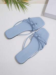 Women's Fashion Slippers - Lightweight, Open-Toe, Flat, Casual Summer Shoes With Comfortable Insole And Adjustable Strap For Easy Walking, Flip Flops - Baby Blue - View 3