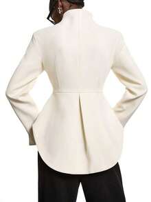 2026 Nueva Moda Minimalista Primavera/Verano Elegante Blazer Ajustado de Cintura Caqui para Mujer, Camisa de Negocios para Damas, Adecuado para el Trabajo, Se Puede Usar como Blazer, Blusa, Uniforme de Trabajo/Casual de Negocios/Atuendo de Oficina - Albaricoque - Ver 2