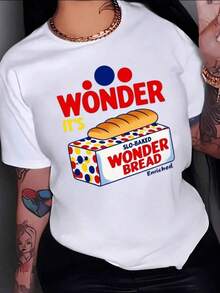 Pan recién horneado con puntos coloridos simboliza la alegría simple del desayuno cotidiano y la energía positiva que acompaña cada nuevo día camiseta de mujer casual blanca con estampado moderno para expresión única - Blanco - Ver 7