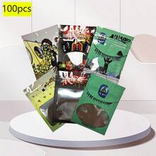 100 túi Mylar tự dán có cửa sổ trong suốt - Túi kín mùi, có thể đóng mở lại, túi đựng thực phẩm tái sử dụng để bảo quản kẹo, bánh ngọt, kẹo dẻo, sô cô la, họa tiết hoạt hình đầy màu sắc sống động, gói quà tặng, quà gói quà và bao bì bán lẻ. - 7x10cm/2,75x3,93 inch - Xem 16